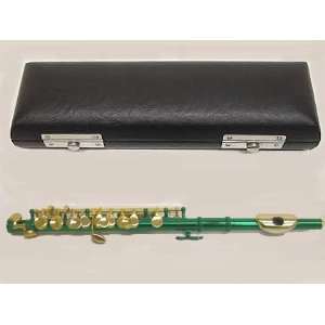  Green/Gold C Piccolo Flute with Case Musical Instruments