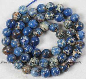 8mm Round Blue Crazy Agate Gemstone Beads 15.5  