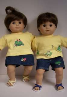 MATCHING Doll Clothes FROG Sets For Bitty Baby Twins Boy & Girl 