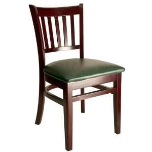  Delran Mahogany Wood Slat Back Chair Upholstered Vinyl 