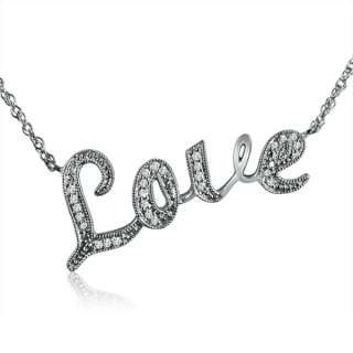 Diamond Love Necklace set in Sterling Silver .12ct 18  