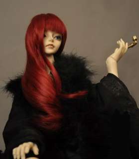   (22 24cm) 1/3 BJD SD Long wine red princess wig,heat resistant fiber