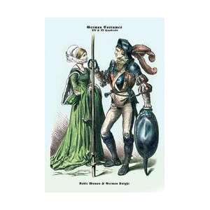  German Costume Noble Woman and German Knight II 20x30 