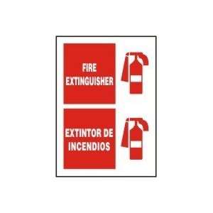 FIRE EXTINGUISHER (W/GRAPHIC) (BILINGUAL) 14 x 10 Aluminum Sign
