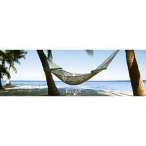  Tropical Beach Palm Trees Hammock Scenic Poster 12 x 36 