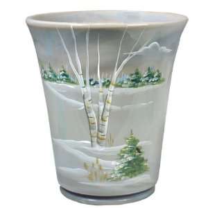  Fenton Art Glass   Gray Flip Vase   Decorated