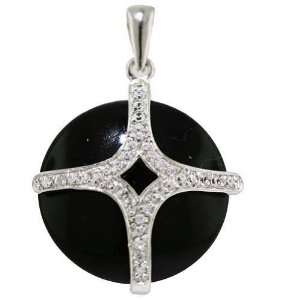   Cabachon Onyx Pendant 16 inches Chain Silver Empire Jewelry Jewelry