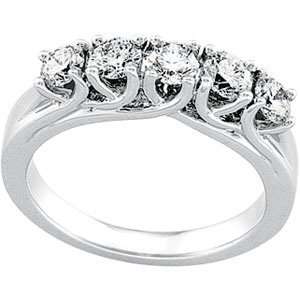   Gold Diamond 5 Stone Bridal Anniversary Band Ring Size 6.0 Jewelry