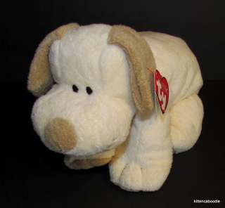 Ty Pluffies Plopper SEWN EYES Tan Cream Stuffed Dog Puppy Baby Plush 