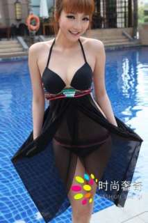   Front Sheer Bohemian Tankini Bikini Set Bathing Suit Swimsuit 3 Sizes