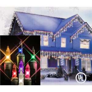   100 Multi Color Icicle Christmas Lights   Green Wire