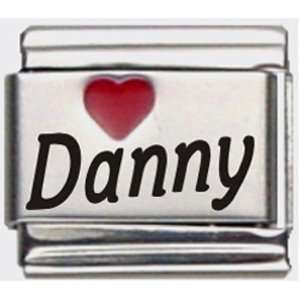  Danny Red Heart Laser Name Italian Charm Link Jewelry