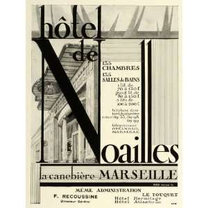 1931 Ad Hotel Noailles Marseille France Traveling Lodging Motel Europe 