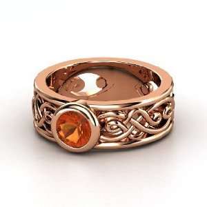  Alhambra Ring, Round Fire Opal 14K Rose Gold Ring Jewelry