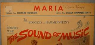 Vintage 1959 MARIA Sheet Music THE SOUND OF MUSIC  