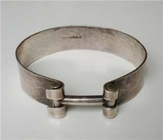 AWESOME & UNUSUAL Hammered Sterling Silver SIGNED MODERNIST Bracelet 