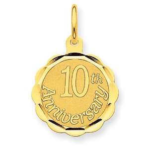  14k Gold Happy 10th Anniversary Charm Jewelry