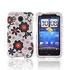 Black Daisies Silver Bling Hard Case For HTC Inspire 4G