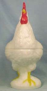 Outstanding MILK GLASS ROOSTER on NEST Westmoreland # 1  