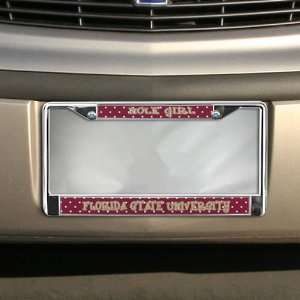   State Seminoles (FSU) Garnet Polka Dot Chrome License Plate Frame