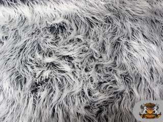 FAUX FUR MONGOLIAN FROSTED 2 TONE GREY WHITE / BTY  