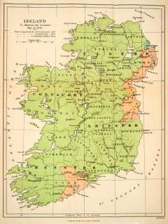 1893 Lithograph Map Ireland War Three Kingdoms Confederate Roman 