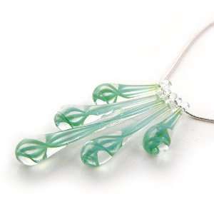    5 piece Handmade Glass Teardrop Necklace in Aqua Helix Jewelry