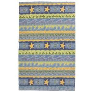  Homefires Blue Waves 3 Feet by 5 Feet Indoor Hand Hooked 