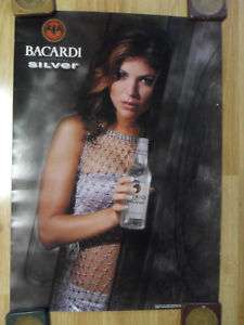 Sexy Girl Beer Poster Bacardi Silver Sequin Gown  