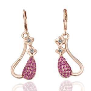  Rose Gold 18K Gold Plated Earrings Swarovski Elements Crystal 