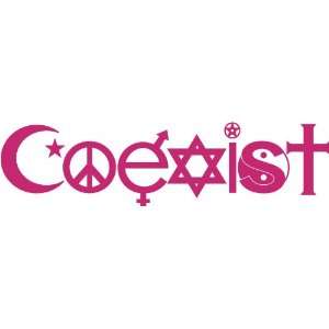  Set of 2*   COEXIST  Peace Car Decal Window Sticker PINK 