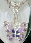 STERLING SILVER PL PURPLE CRYSTAL DRAGONFLY CHARM BEAD  