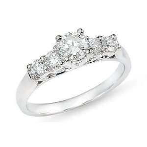  7/8 Carat Diamond 14K White Gold Bridal Engagement Ring 