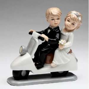  5 inch Ceramic Romantic Wedding Couple Figurines Riding 
