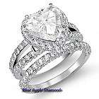   VS1 VS2 Heart Diamond Engagement Split Shank Bridal Ring Set EGL