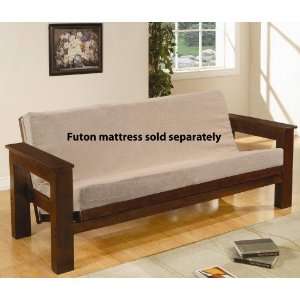  Wood Futon Frame in Light Cappuccino Finish