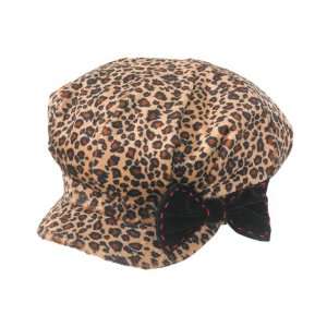    Kids Leopard Print Cap w/ Bow Warm Winter Hat 