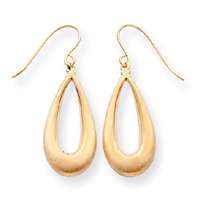 New 14k Gold Satin and Polished Tear Drop Earrings  
