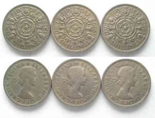 ENGLAND 2 Shillings 1958,60,62 # 61064  