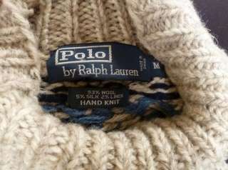 NWT $295 Polo Ralph Lauren Mens MED Hand Knit Taupe Turtleneck Ski 