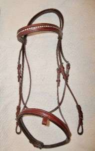 English Bridle with Crystal Browband, Lovely Oak Leather, Horse Sz 