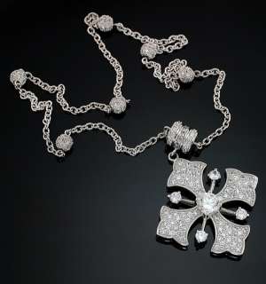 Sterling Silver Esposito Cross Diamonique Pendant Enhancer Necklace 
