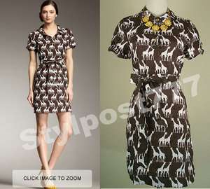   Kate Spade New York Giraffe Animal Print Dress Shirtdress 0 2 4  