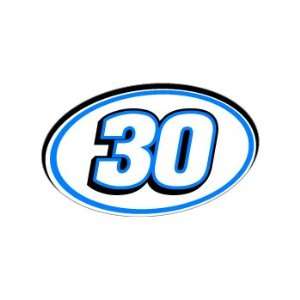  30 Number Jersey Nascar Racing   Blue   Window Bumper 