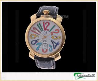 Fashion Big Round Dial Numerals Indicate Time Leather Quartz Wristband 