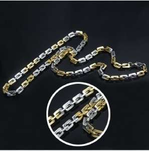 Stainless Steel Gold Silver Tone Chain Necklace Mens  