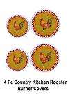 Stove Burner Covers Set of 4 Country Kitchen Rooster Covers + Kitchen 