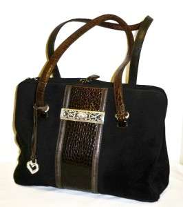 Large.BRIGHTON Black & Brown croc leather TOTE BUSINESS BRIEFCASE bag 