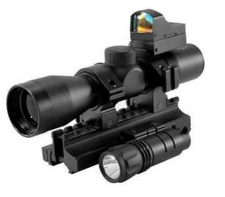   Ultimate Tactical Triple Threat Combo 4X Scope, Red Dot & Light  
