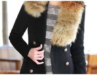 Fashion Womens Winter Real Big Raccoon Fur Coat Korea Long Slim Jacket 